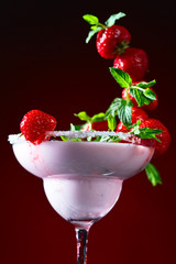 strawberry cocktail with  peppermint leaves