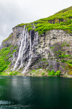 Waterfalls Seven Sisters in Geirangerfjord, Norway