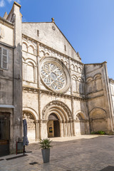 Cognac, France. The facade of the church of Saint-Leger (XII -. XIV century), made in the Romanesque style with gothic elements