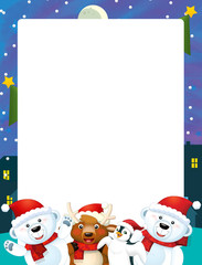 Cartoon christmas frame - space for text - illustration for children