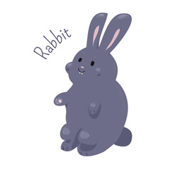 Rabbit isolated. Domestic pets. Sticker for kids