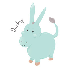 Donkey or ass isolated. Sticker for kids. Child fun icon.