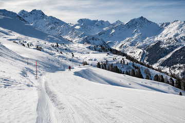 Skiing track in Alps