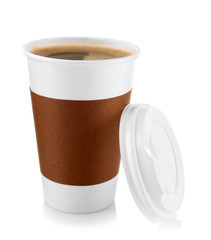 Coffee-to-go. Paper cup of coffee isolated on white