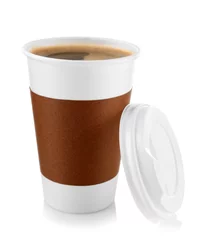 Gordijnen Coffee-to-go. Paper cup of coffee isolated on white © Africa Studio