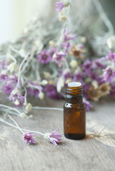 Obraz na płótnie Canvas Helichrysum essential oil container