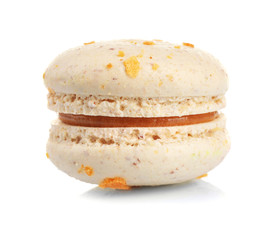 Light tasty macaroon on white background