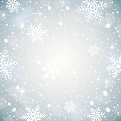 Naklejka na ściany i meble Winter background with snowflakes. Decorative Christmas background. Vector illustration of falling snow