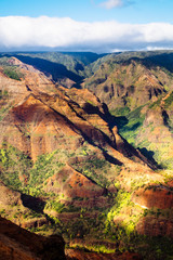 Landscape detail of beautiful Waimea canyon colorful cliffs, Kau