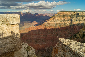 An amazing view of the Grand canyon (south rim) Arizona, USA, against cloudy sky.