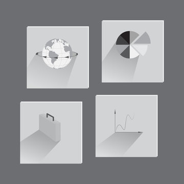 Set with Flat Icons on Business Theme