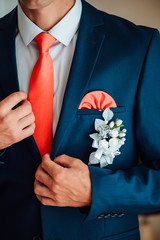 Closeup grooms wedding suit