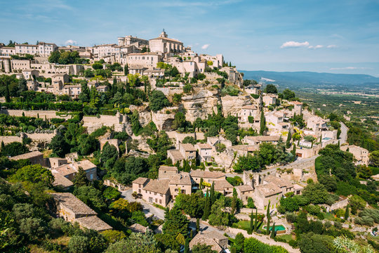 Ancient Picturesque Hill Top Village Of Gordes In Provence, France