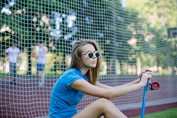 beautiful girl posing with skateboard  © Pavel Morozov