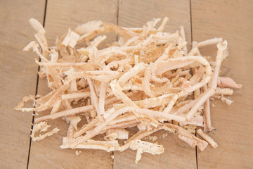 Pile of sawdust and wood shavings