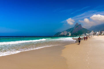 Ipanema and Leblon beach and mountain Dois Irmao (Two Brother) in Rio de Janeiro, Brazil