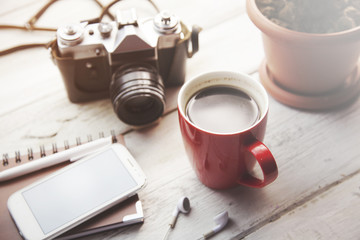 working wooden table