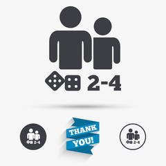 Board games sign icon. 2-4 players symbol. © blankstock