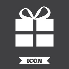Gift box sign icon. Present symbol.