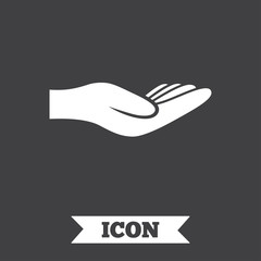Donation hand sign icon. Charity or endowment.