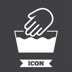 Hand wash sign icon. Not machine washable symbol.