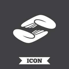 Helping hands sign icon. Charity or endowment.