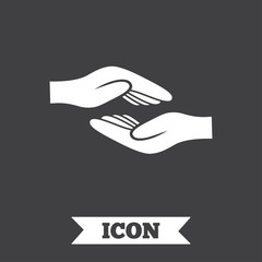 Helping hands sign icon. Charity or endowment.