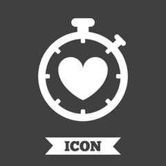 Heart Timer sign icon. Stopwatch symbol.