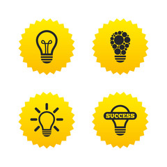 Light lamp icons. Energy saving symbols. © blankstock