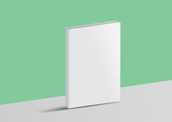 Mock-up book isolated on a green and gray background.  Book for your design.