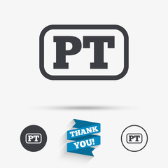 Portuguese language sign icon. PT translation