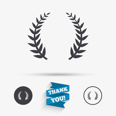 Laurel Wreath sign icon. Triumph symbol.