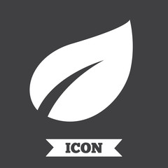 Leaf sign icon. Fresh product symbol.