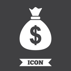 Money bag sign icon. Dollar USD currency.