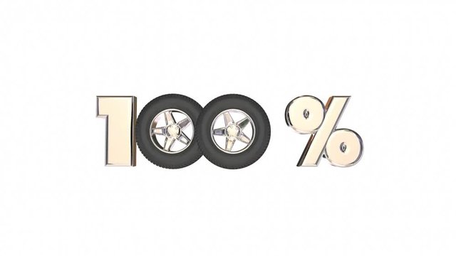 100 One Hundred Percent Number Car Wheels 3d Animation