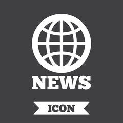 News sign icon. World globe symbol.