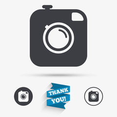 Hipster photo camera sign icon. Retro camera.