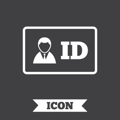 ID card sign icon. Identity card badge symbol.