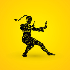 Fototapeta na wymiar Kung fu pose, designed using grunge brush graphic vector.