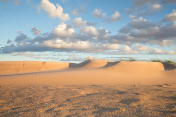 Bredand in sweden, sand dunes with blue sky and clouds
