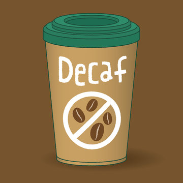 a paper cup of decaf coffee to go