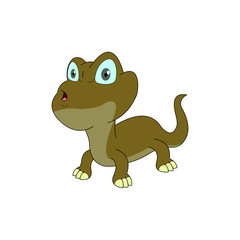 Lizard Cartoon With Oblique View and Big Eye