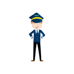 Pilot Vector Illustration in uniform and hat