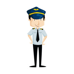 Pilot Vector Illustration in uniform and hat