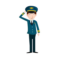 Pilot Vector Illustration in uniform and hat