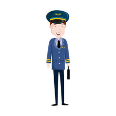 Pilot Vector Illustration in uniform and hat