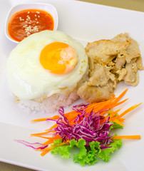 korean marinated grilled pork with rice and egg