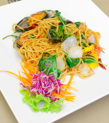 Spicy spaghetti Stir fried with New Zealand mussels