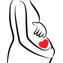 pregnant woman, outline stylized vector symbol