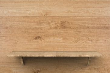 wooden shelf on wooden background